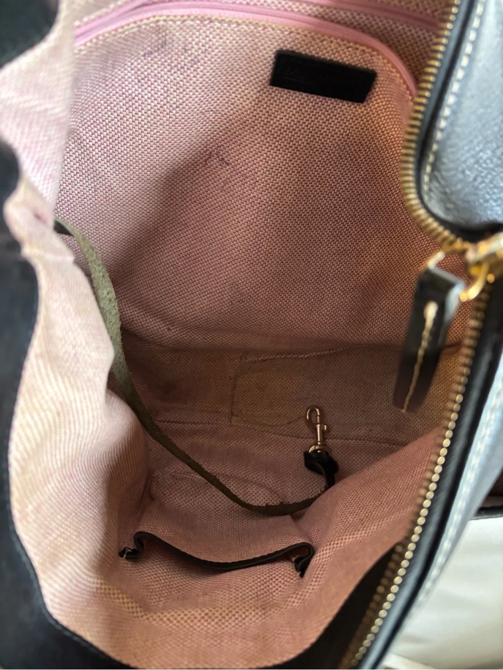 Dooney & Bourke Black Pebbled Leather Shoulder Bag with Gold Hardware
